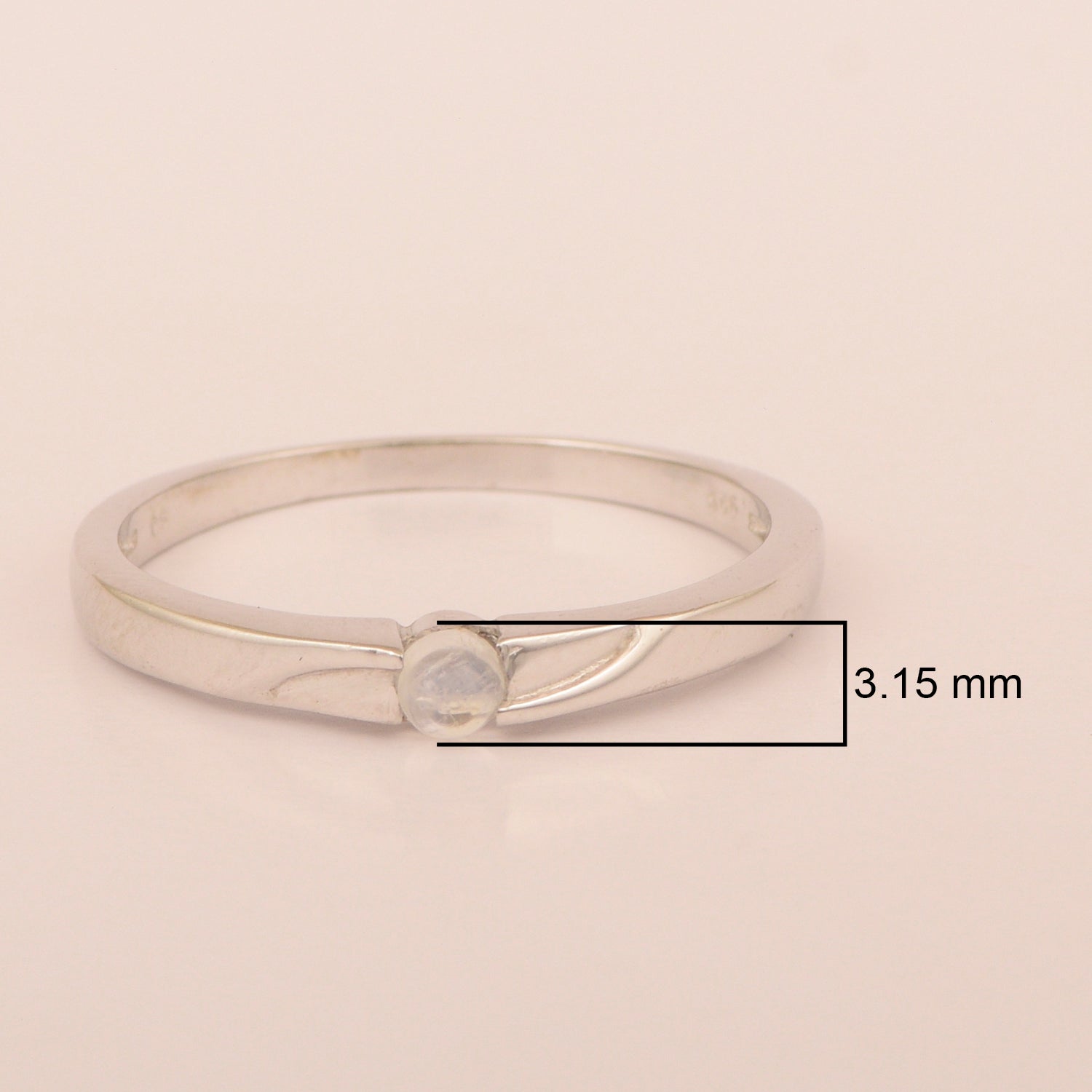 925 Sterling Silver Round 3MM Moonstone Women Tiny Stackable Ring - Kimaya INC