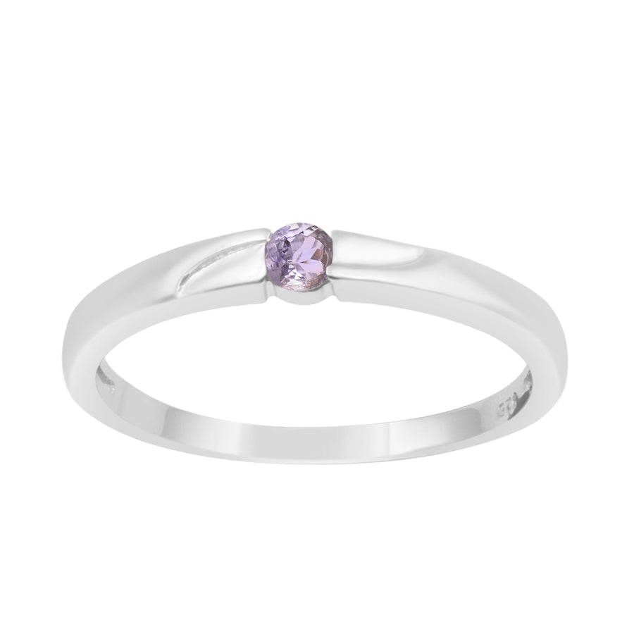 Tanzanite Round 3MM Tiny Stackable Ring - Sterling Silver