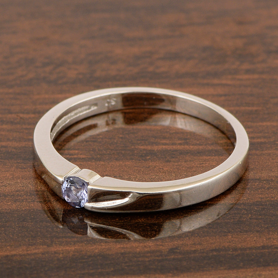 Tanzanite Round 3MM Tiny Stackable Ring - Sterling Silver