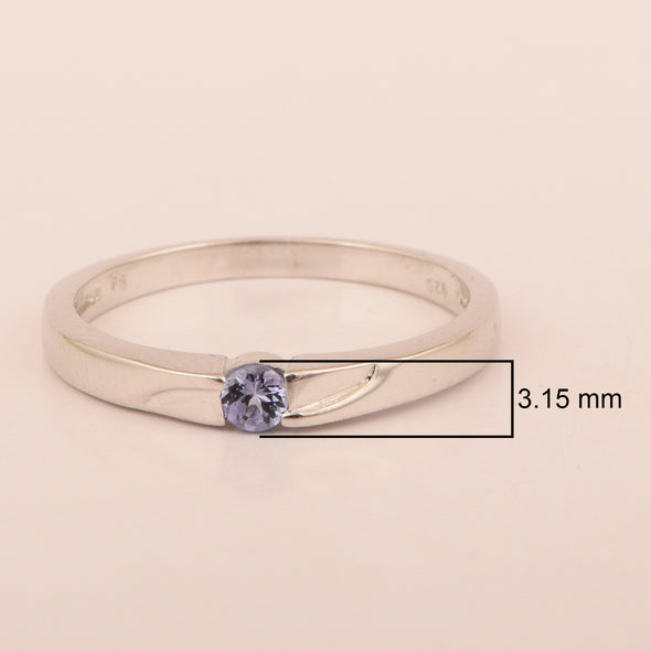 925 Sterling Silver Round 3MM Tanzanite Women Tiny Stackable Ring - Kimaya INC