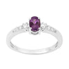 925 Sterling Silver Oval 6X4mm Amethyst & White Accents Women Engagement Ring - Kimaya INC