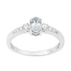 925 Sterling Silver Oval 6X4mm Aquamarine & White Accents Women Engagement Ring - Kimaya INC