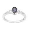 925 Sterling Silver Oval 6X4mm Blue Sapphire & White Accents Women Engagement Ring - Kimaya INC