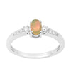 925 Sterling Silver Oval 6X4mm Opal & White Accents Women Engagement Ring - Kimaya INC