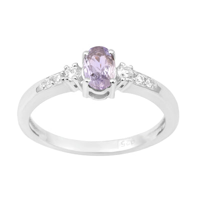 925 Sterling Silver Oval 6X4mm Tanzanite & White Accents Women Engagement Ring - Kimaya INC