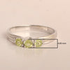 Trilogy Gemstone Round 3mm Peridot 925 Sterling Silver Platinum Plated Ring Gift for her - Kimaya INC