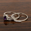925 Sterling Silver Amethyst 2pc Wedding Band Stackable Ring Set - Kimaya INC