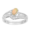925 Sterling Silver Opal 2pc Wedding Band Stackable Ring Set - Kimaya INC