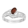 925 Sterling Silver Garnet 2pc Wedding Band Stackable Ring Set - Kimaya INC