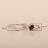 925 Sterling Silver Garnet 2pc Wedding Band Stackable Ring Set - Kimaya INC