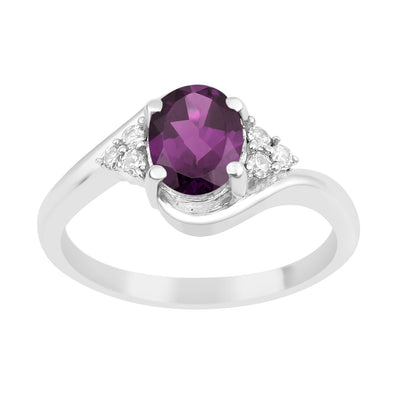 Oval Cut 1.5 Ctw Amethyst Sterling Silver Solitaire Rings - Kimaya INC