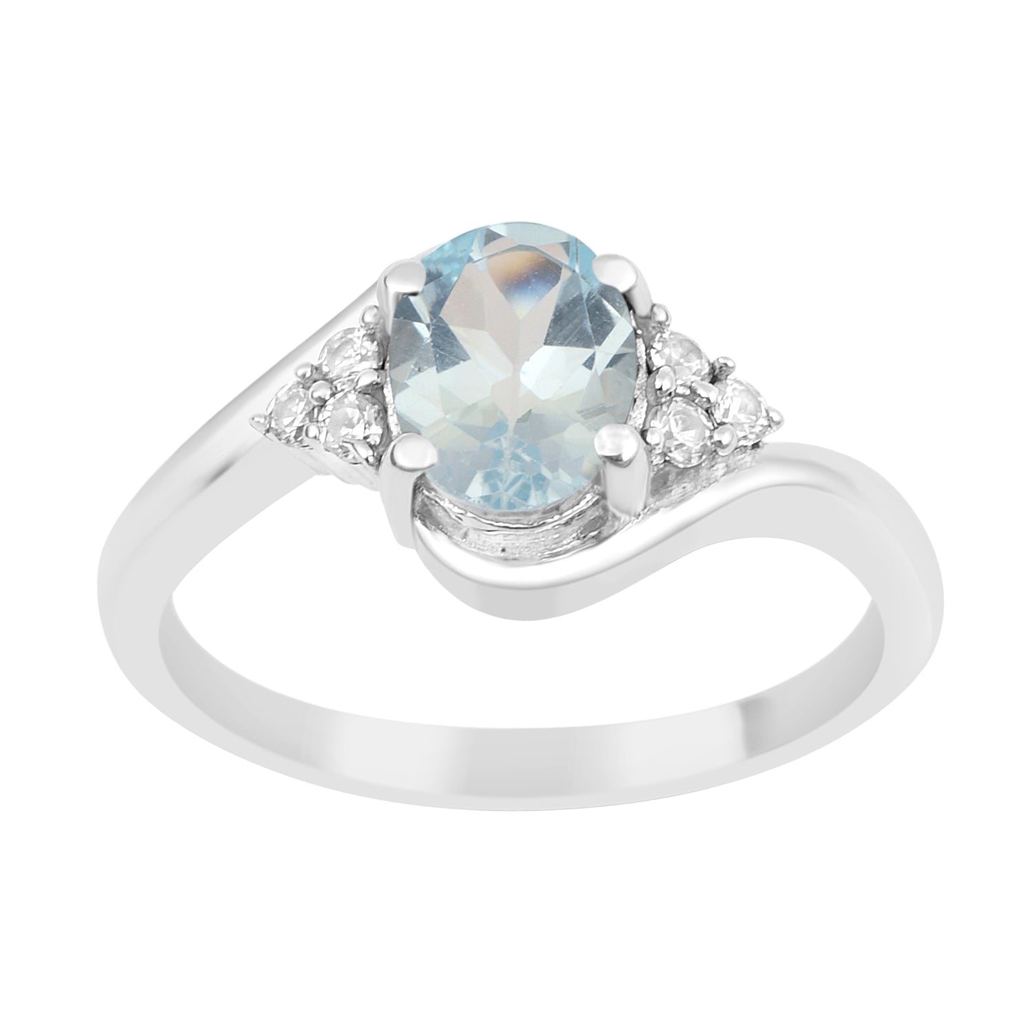 Oval Cut 1.5 Ctw Aquamarine Sterling Silver Solitaire Rings - Kimaya INC