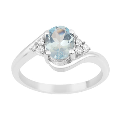 Oval Cut 1.5 Ctw Aquamarine Sterling Silver Solitaire Rings - Kimaya INC