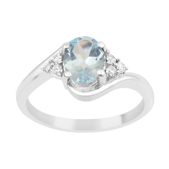 Oval Cut 1.5 Ctw Aquamarine Sterling Silver Solitaire Rings - Kimaya INC