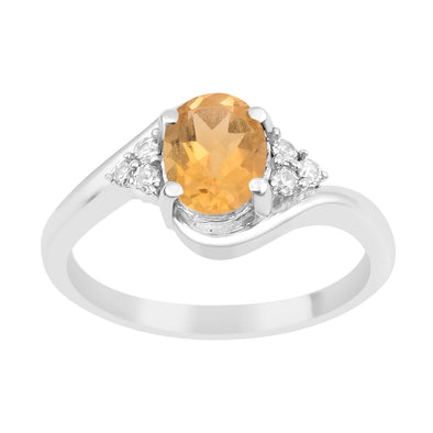 Oval Cut 1.5 Ctw Citrine Sterling Silver Solitaire Rings - Kimaya INC