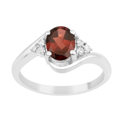 Oval Cut 1.5 Ctw Garnet Sterling Silver Solitaire Rings - Kimaya INC