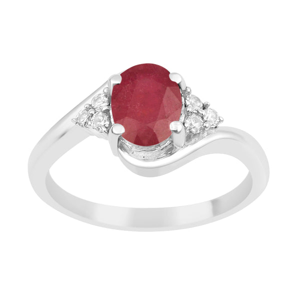 Oval Cut 1.5 Ctw Ruby Sterling Silver Solitaire Rings - Kimaya INC