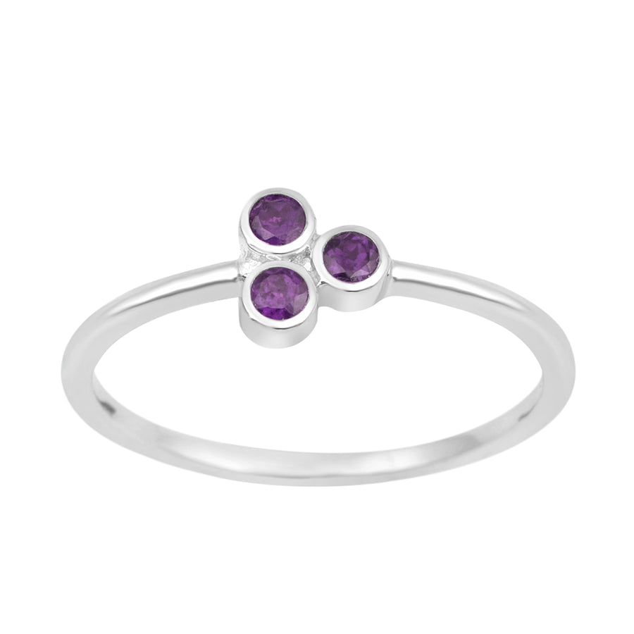 Amethyst 2MM Round Stackable Ring-Sterling Silver
