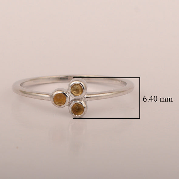 Stackable 925 Sterling Silver Round 2MM Citrine Women Wedding Ring - Kimaya INC