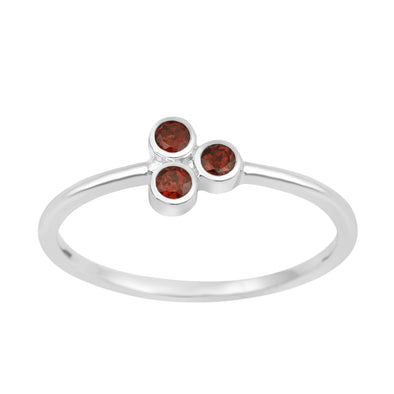 Stackable 925 Sterling Silver Round 2MM Garnet Women Wedding Ring - Kimaya INC