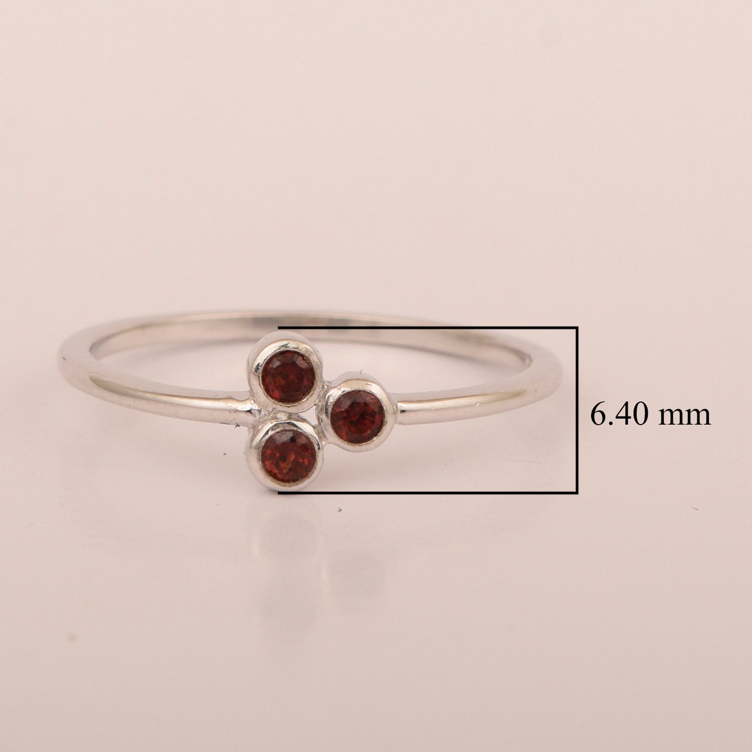 Stackable 925 Sterling Silver Round 2MM Garnet Women Wedding Ring - Kimaya INC