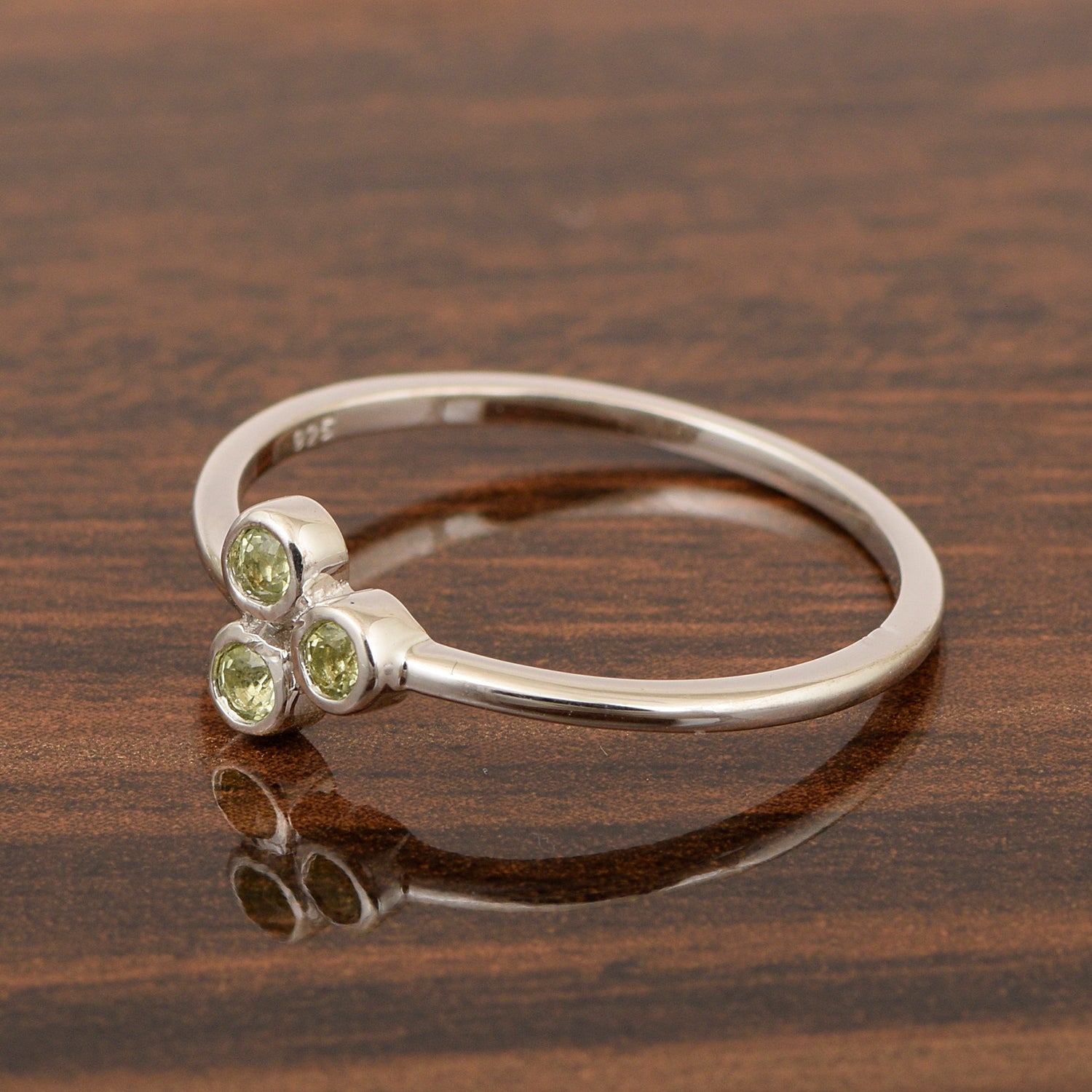 Stackable 925 Sterling Silver Round 2MM Peridot Women Wedding Ring - Kimaya INC