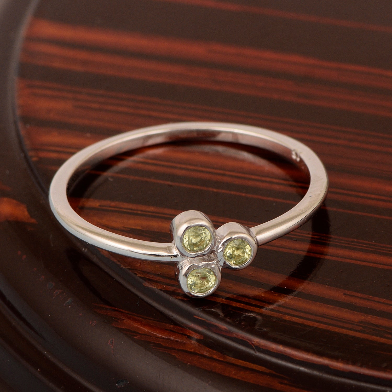 Stackable 925 Sterling Silver Round 2MM Peridot Women Wedding Ring - Kimaya INC