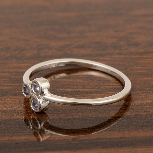 Stackable 925 Sterling Silver Round 2MM Tanzanite Women Wedding Ring - Kimaya INC