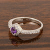 Solitaire Round 4mm Amethyst & White Accents Women Wedding Ring - Kimaya INC