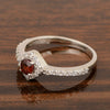 Solitaire Round 4mm Garnet & White Accents Women Wedding Ring - Kimaya INC