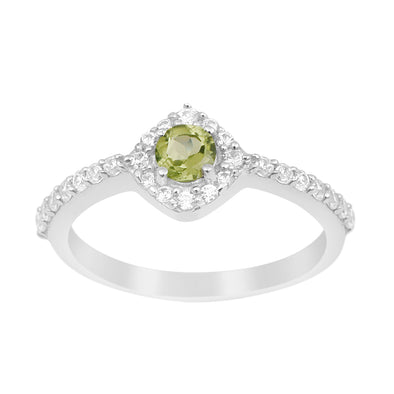 Solitaire Round 4mm Peridot & White Accents Women Wedding Ring - Kimaya INC