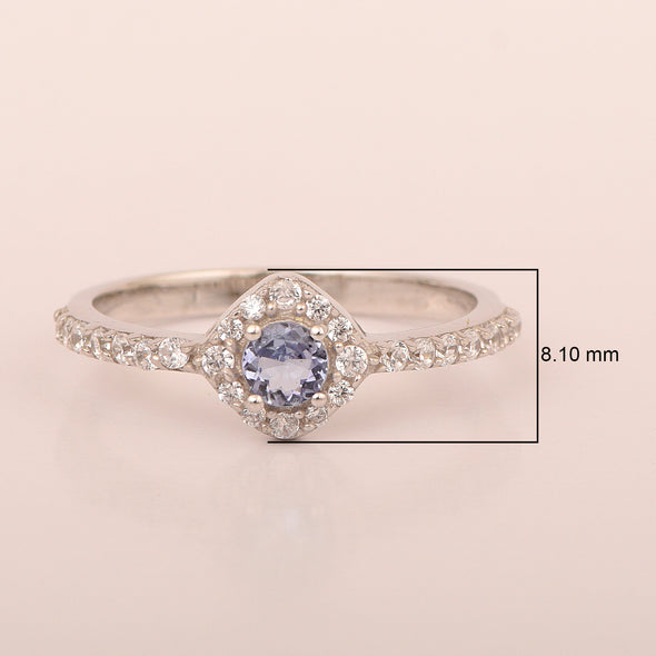 Solitaire Round 4mm Tanzanite & White Accents Women Wedding Ring - Kimaya INC