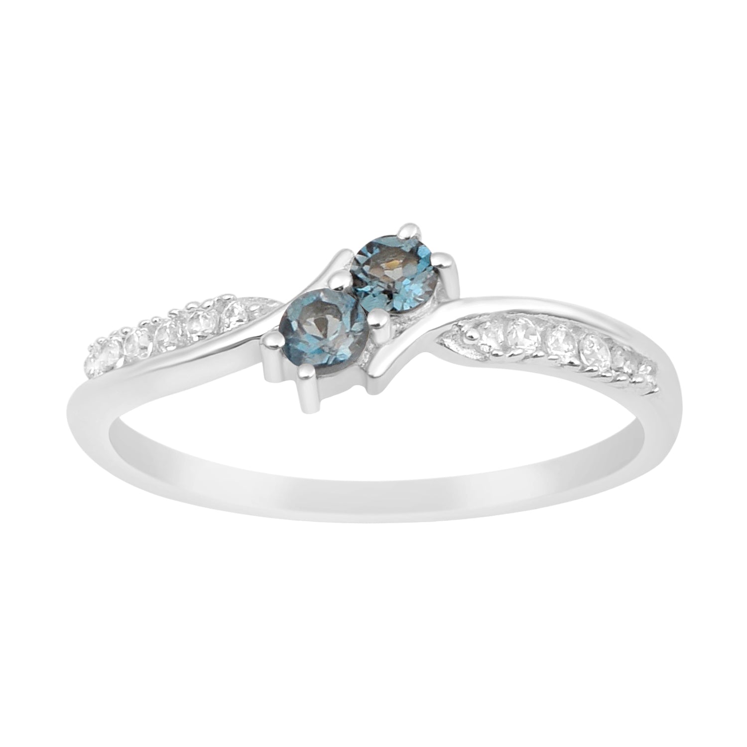 925 Sterling Silver Round 0.20 Ctw London Blue Topaz Women Engagement Ring - Kimaya INC