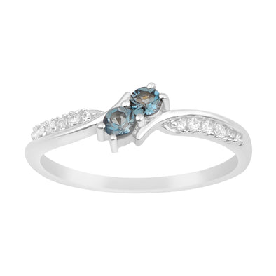 925 Sterling Silver Round 0.20 Ctw London Blue Topaz Women Engagement Ring - Kimaya INC