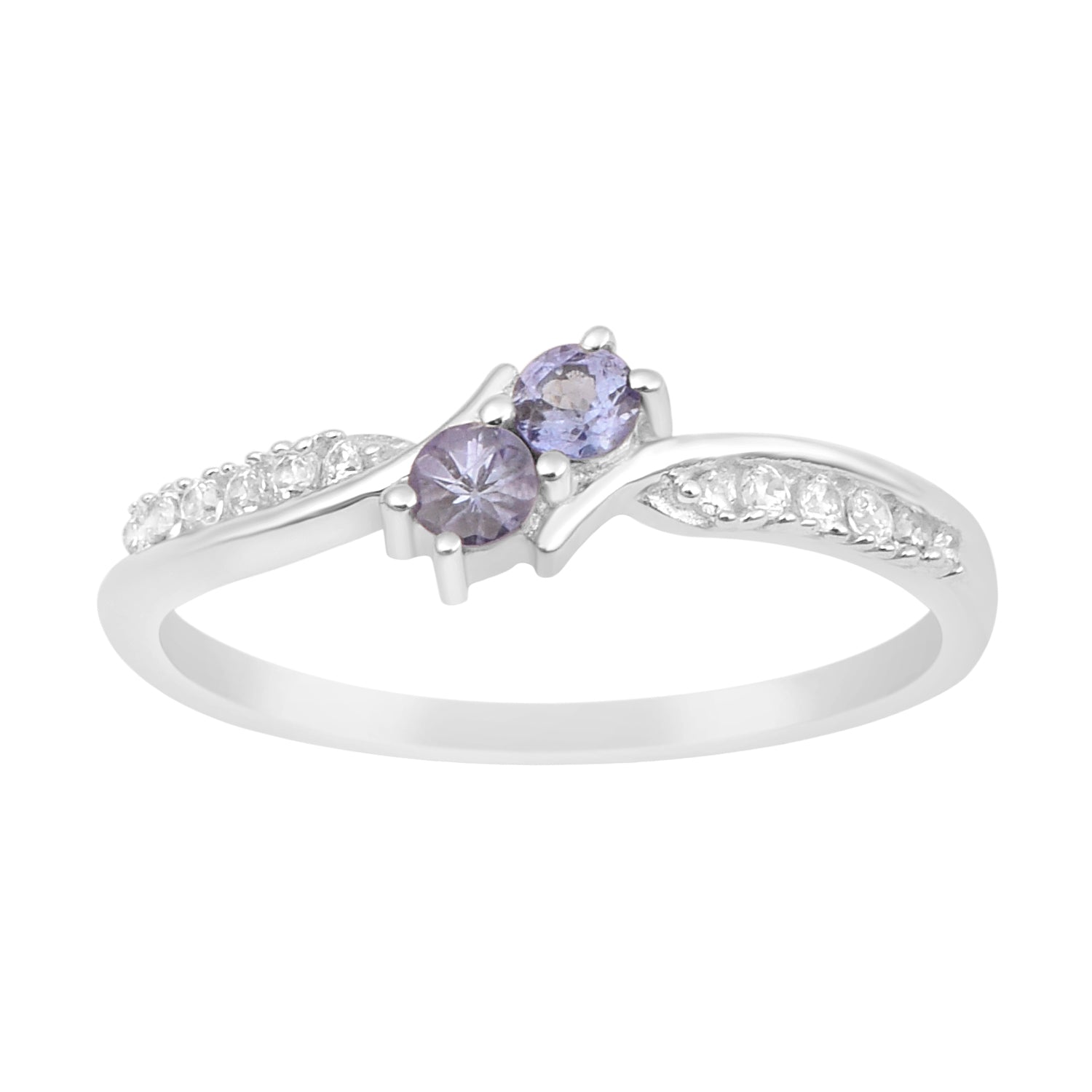 925 Sterling Silver Round 0.20 Ctw Tanzanite Women Engagement Ring - Kimaya INC