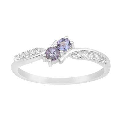 925 Sterling Silver Round 0.20 Ctw Tanzanite Women Engagement Ring - Kimaya INC