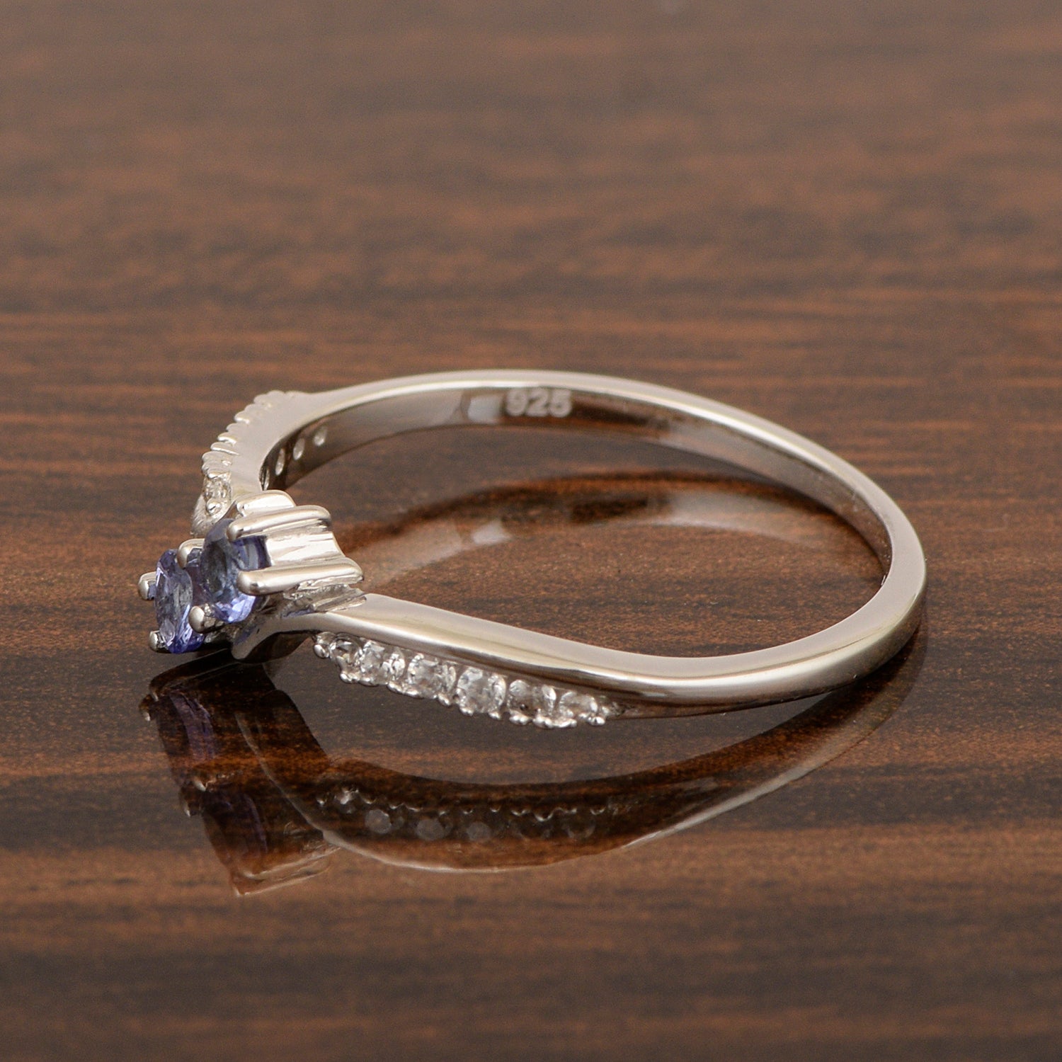 925 Sterling Silver Round 0.20 Ctw Tanzanite Women Engagement Ring - Kimaya INC