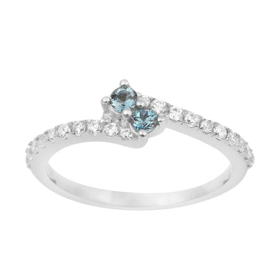 Solitaire Round 4mm London Blue Topaz White Accents Women Wedding Ring - Kimaya INC