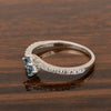 Solitaire Round 4mm London Blue Topaz White Accents Women Wedding Ring - Kimaya INC