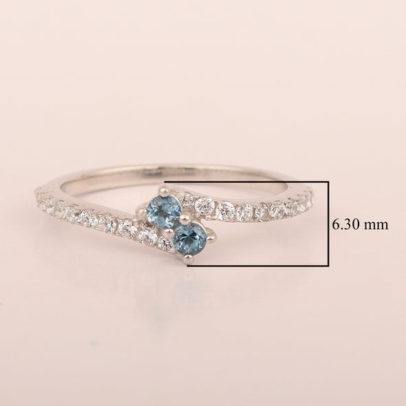 Solitaire Round 4mm London Blue Topaz White Accents Women Wedding Ring - Kimaya INC