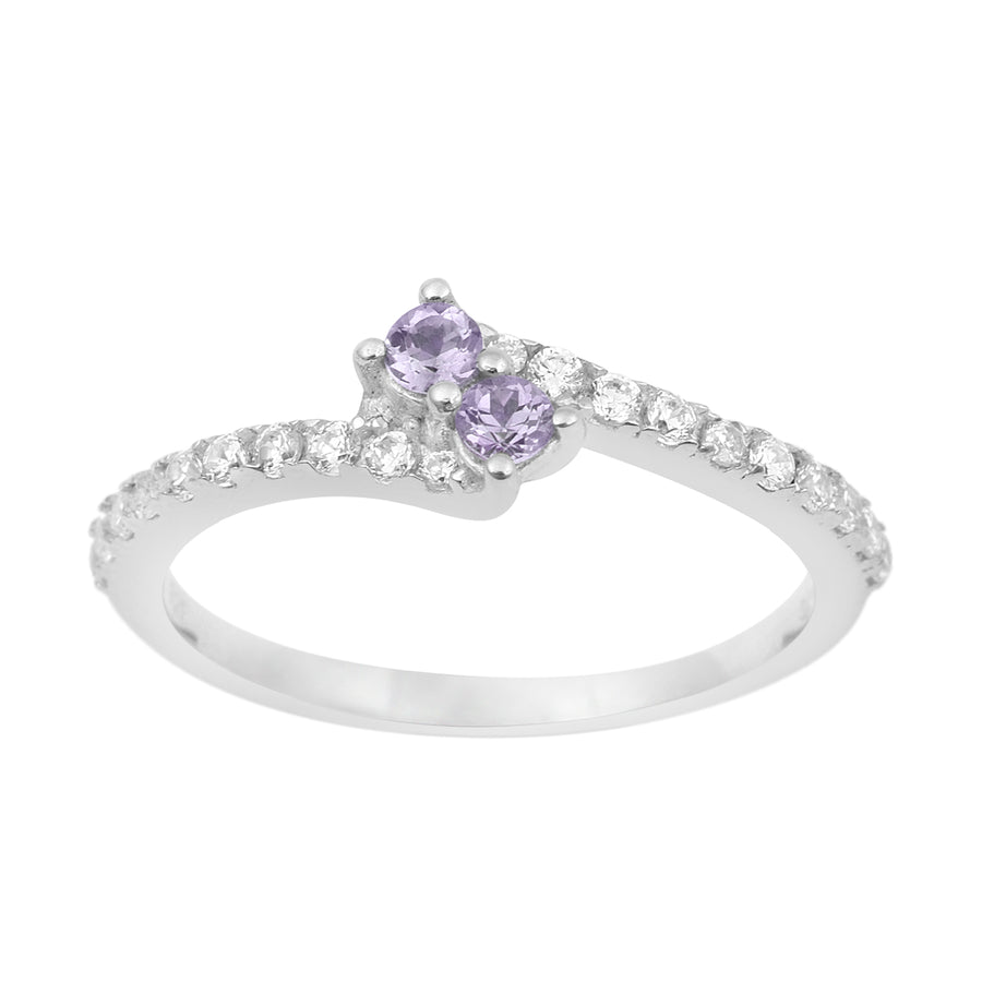 Tanzanite Dual Stone Bypass Ring -Sterling silver