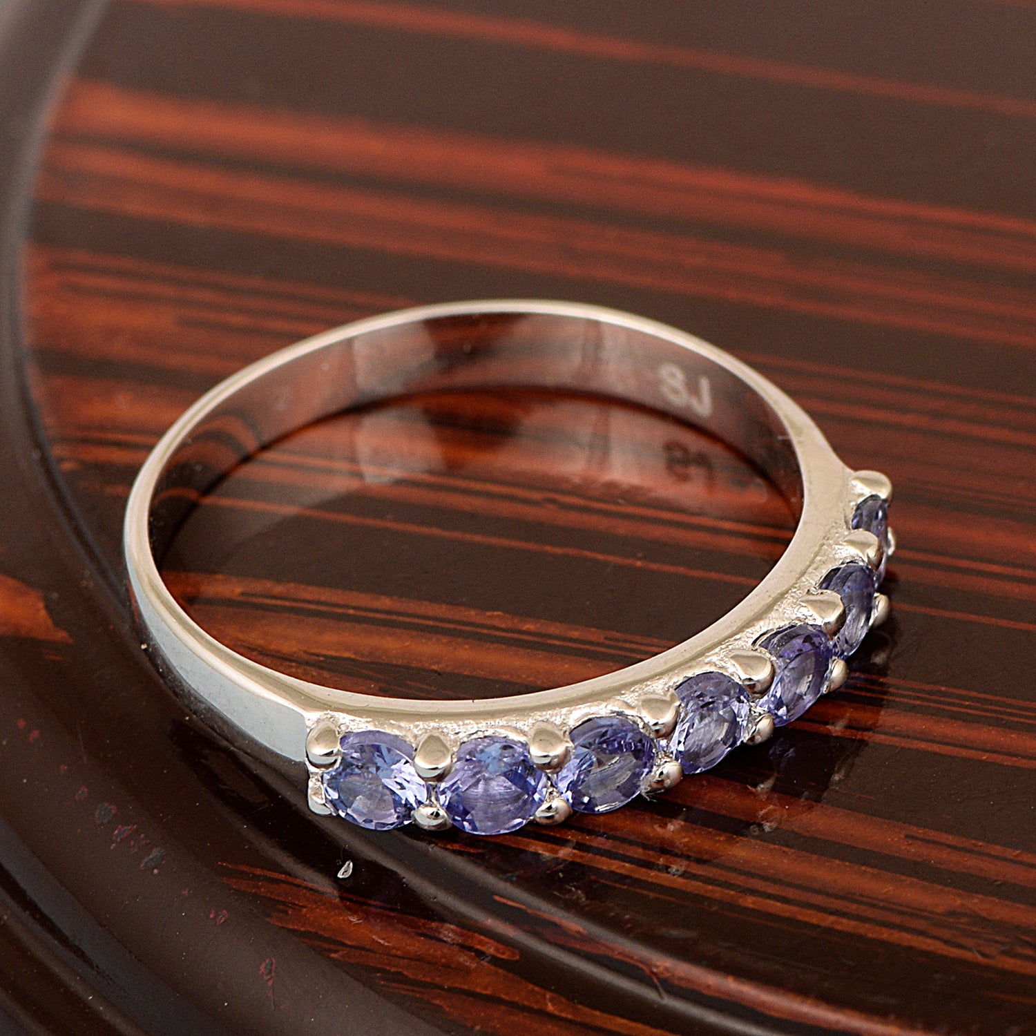 Eternity Band 925 Sterling Silver Round 3mm Tanzanite Women Ring - Kimaya INC
