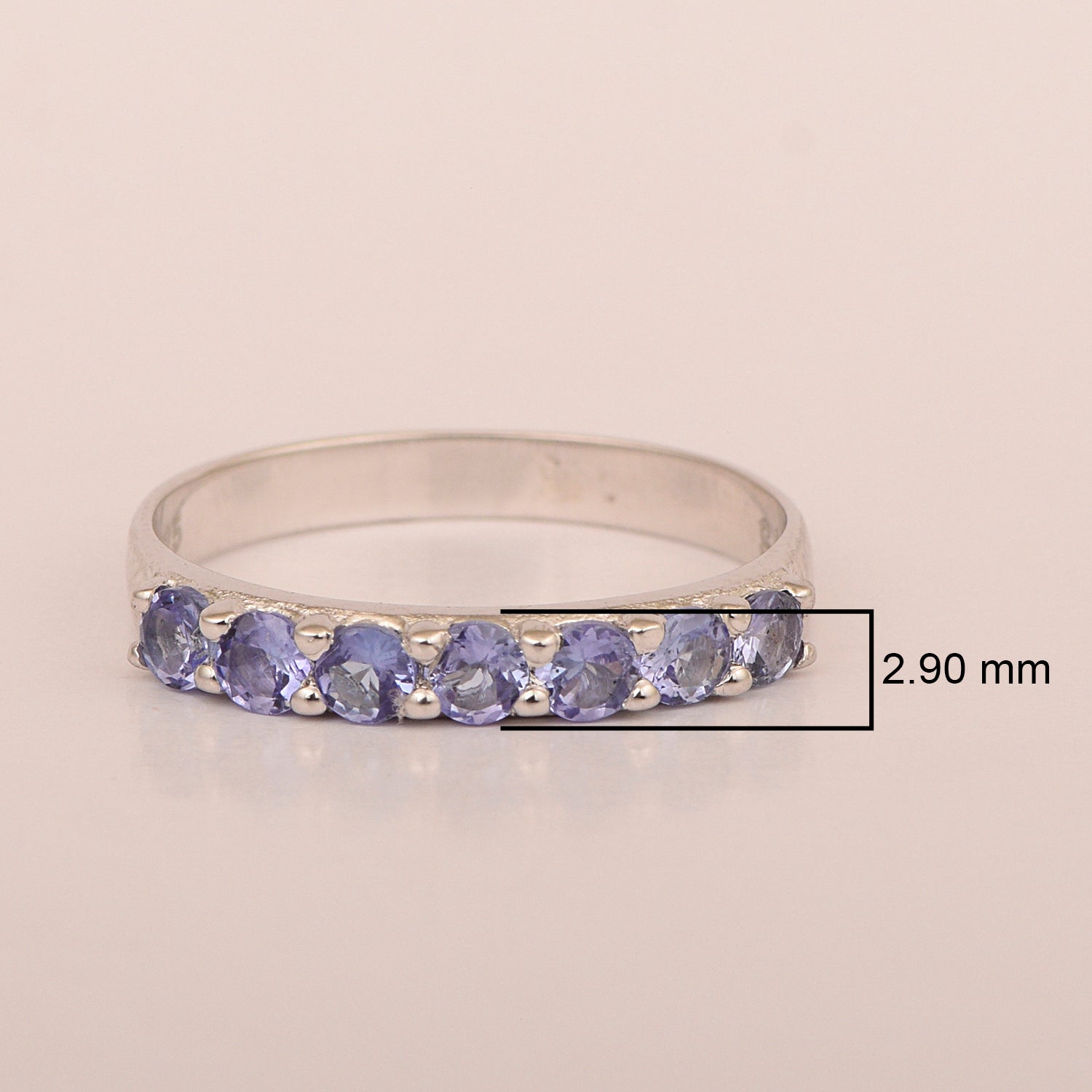 Eternity Band 925 Sterling Silver Round 3mm Tanzanite Women Ring - Kimaya INC