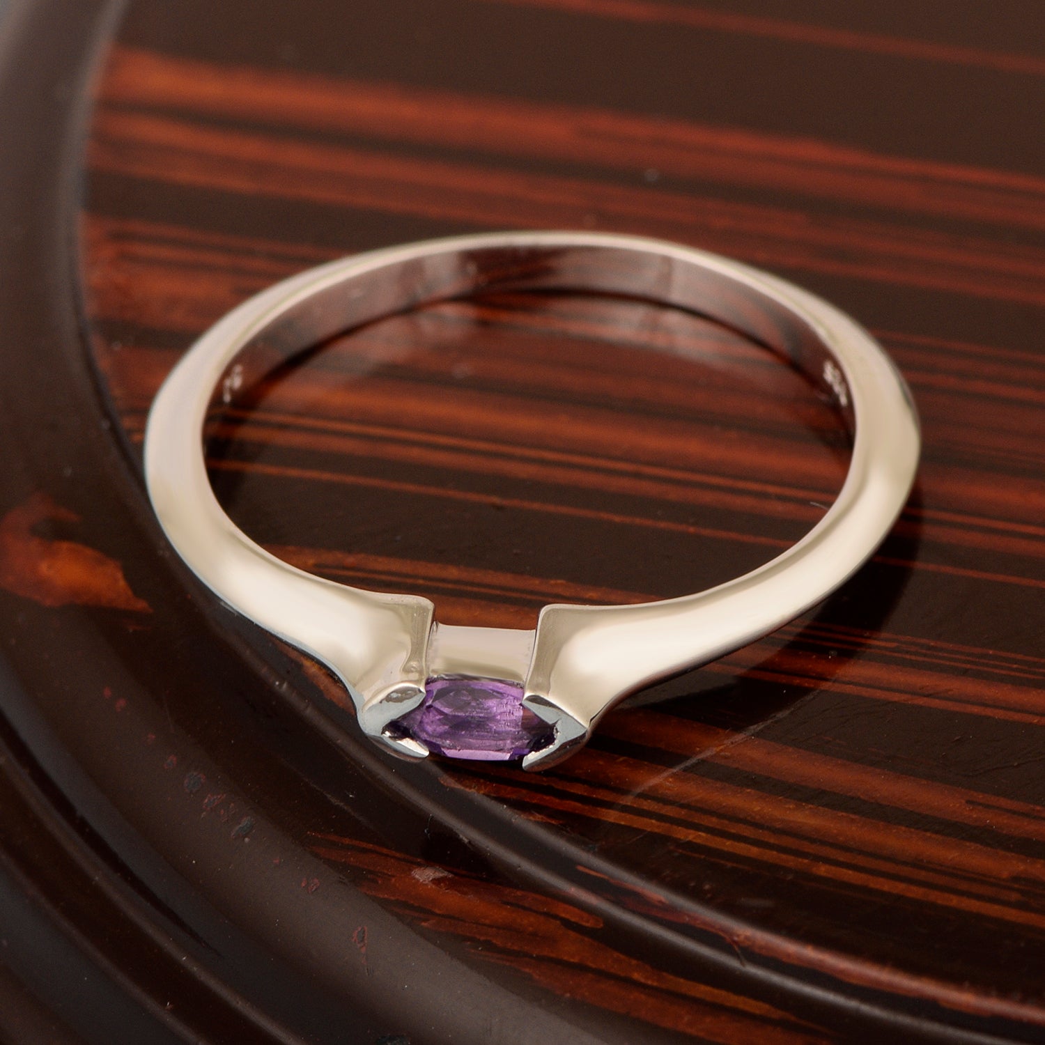 Marquise Cut 0.20 Ctw Amethyst 925 Sterling Silver Women Wedding Ring - Kimaya INC