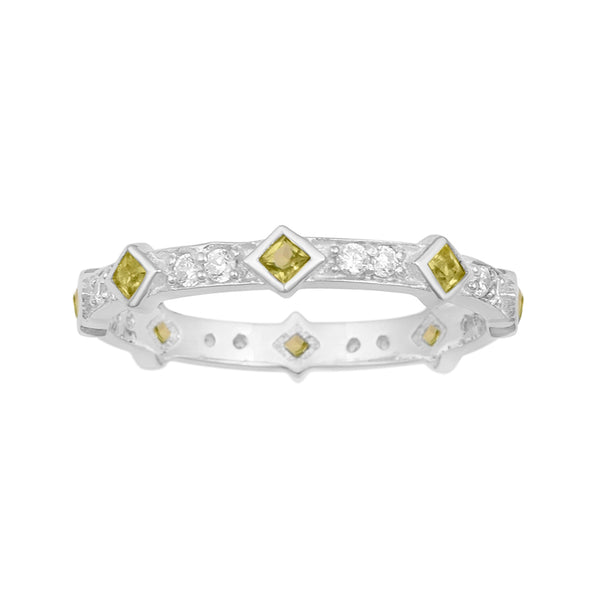 Stackable Square 0.50 Ctw Peridot Women Sterling Silver Ring - Kimaya INC