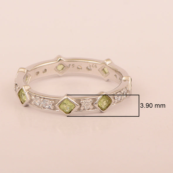 Stackable Square 0.50 Ctw Peridot Women Sterling Silver Ring - Kimaya INC
