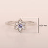 Art Deco Sterling Silver Round 0.10 Ctw Tanzanite Halo Engagement Women Ring - Kimaya INC