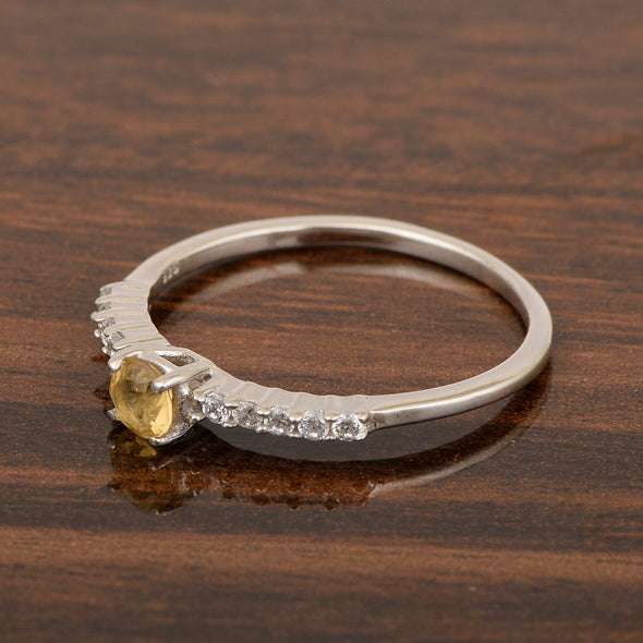 Round 0.40 Ctw Citrine 925 Sterling Silver Stacking Solid Ring - Kimaya INC