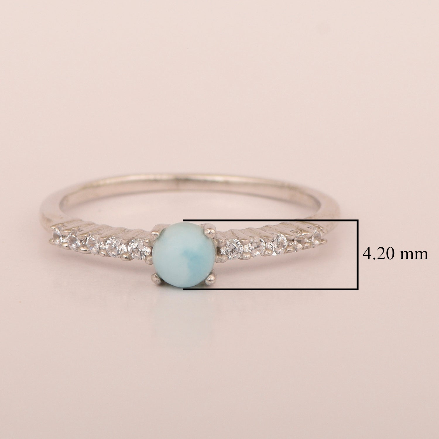 Round 0.40 Ctw Larimar 925 Sterling Silver Stacking Solid Ring - Kimaya INC