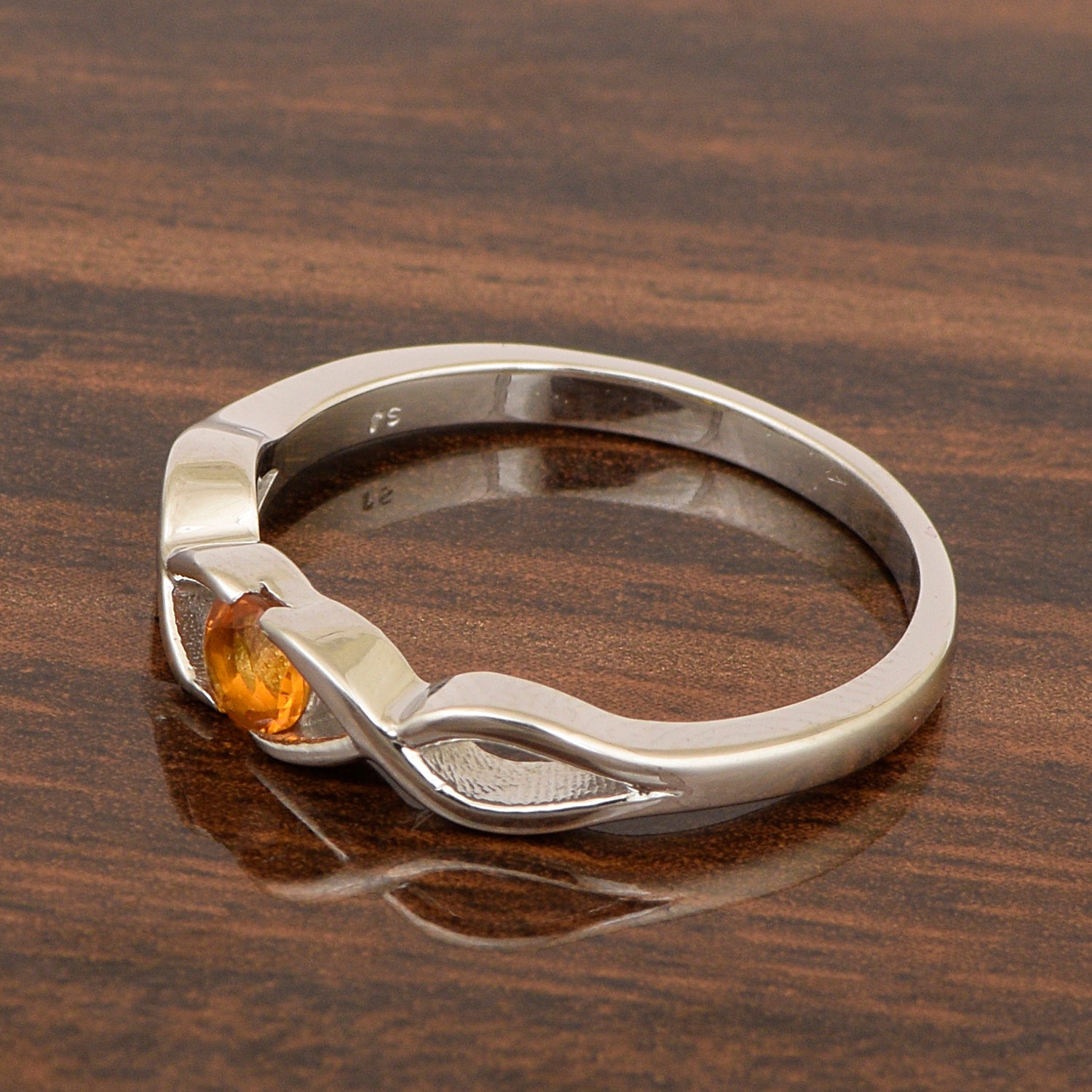 Infinity Knot Round 4mm Citrine Women Engagement Rings - Kimaya INC